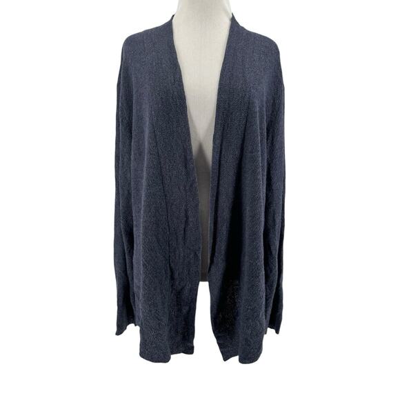 Eileen Fisher Women's Gray Blue 100% Wool Long Sleeve Cardigan Sweater Size XL - Picture 1 of 5